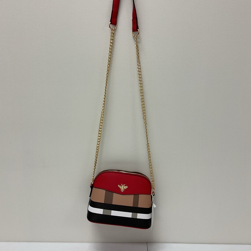 Stylish Red and Brown Crossbody Bag